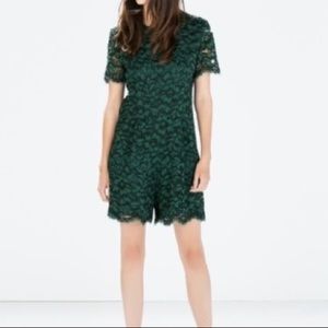 Zara Emerald Green Lace Romper Jumpsuit Playsuit